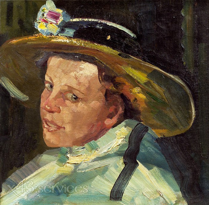 Leo Putz - Frau mit einem Hut - Woman with a Hat